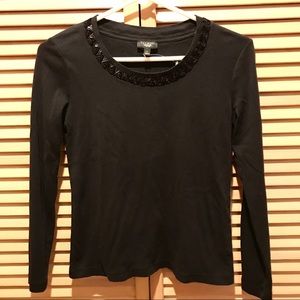 Talbot Embellished Collar Ling Sleeve Top